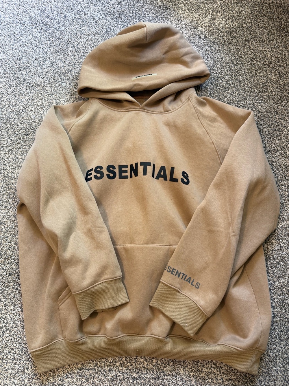 Amazon Essentials Tan Hoodie Sweatshirt with Black Logo